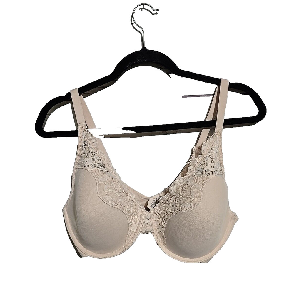 Bali Beige Floral Lace Full Coverage Adjustable Straps‎ Underwire Bra Size 40C